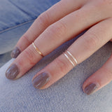 1mm Simple Toe Ring shown worn as a midi finger ring