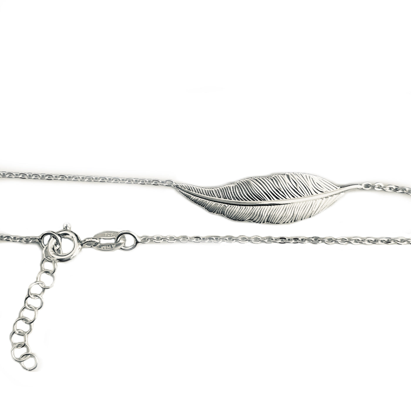Feather Charm Sterling Anklet
