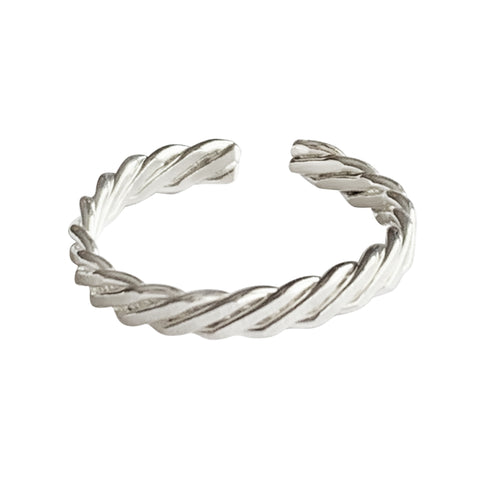 Braid Flat Sterling Adj Toe Ring
