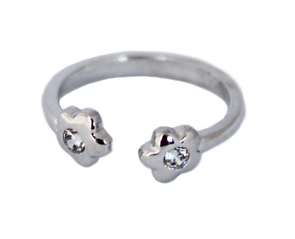 CZ Flower Sterling Adjustable Toe Ring