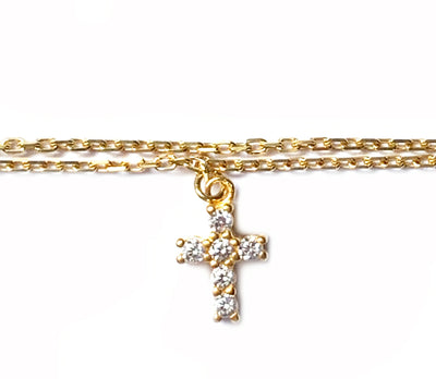 CZ Cross Gold Anklet