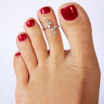 CZ High Seas Sterling Adjustable Toe Ring shown on a foot