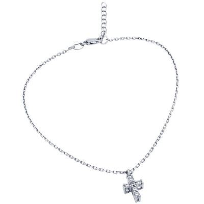CZ Cross Sterling Anklet