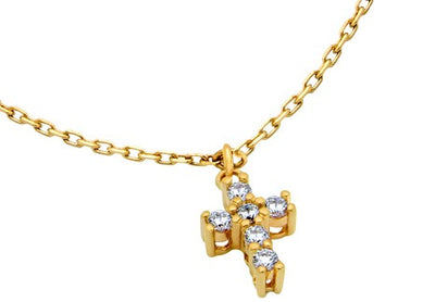 CZ Cross Gold Plated Anklet Close Up