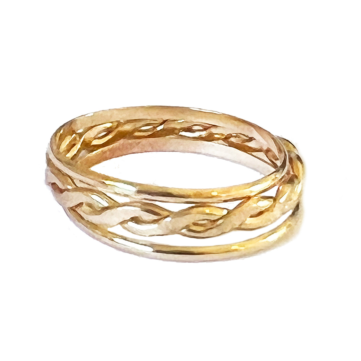 Braid Twine Medley Sterling & Gold Fill Thumb Ring 12