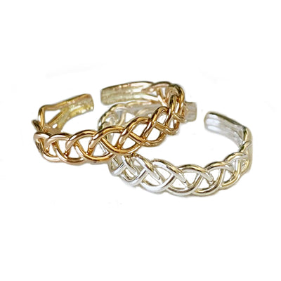 Mermaid Braid Sterling or Gold Fill Adj Toe Ring