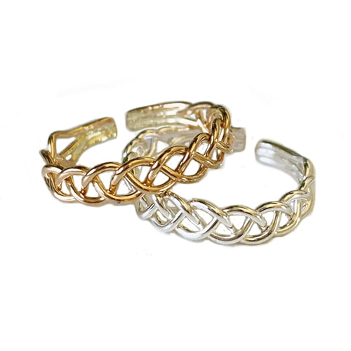 Mermaid Braid Sterling or Gold Fill Adj Toe Ring