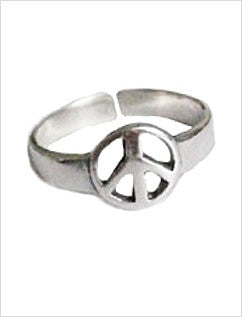 Peace Sign Sterling Adjustable Toe Ring