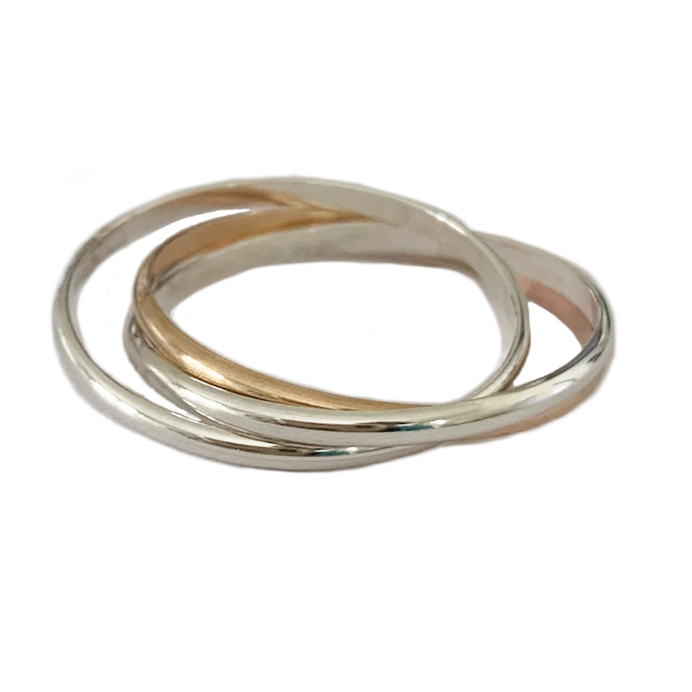Rolling Interlock Sterling and Gold Fill Thumb Ring